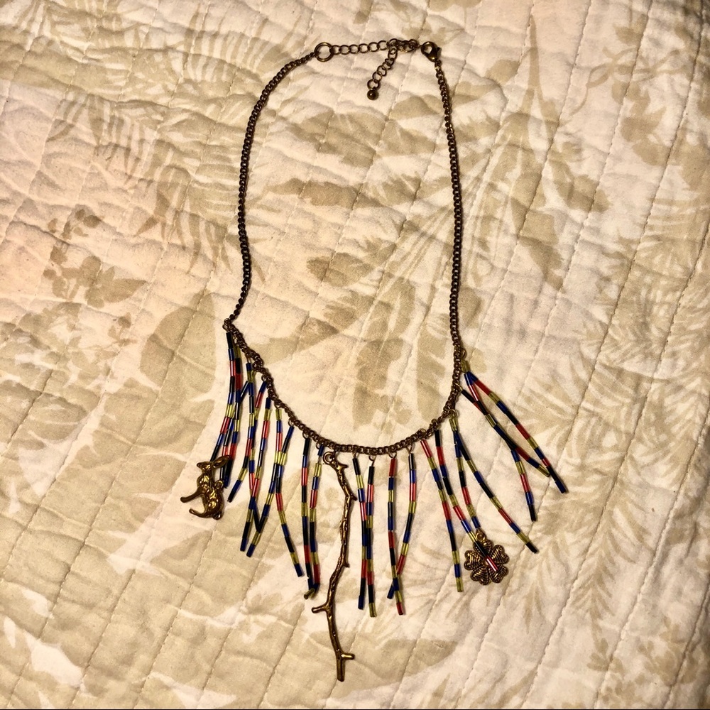 Boho short necklace with beads and charms